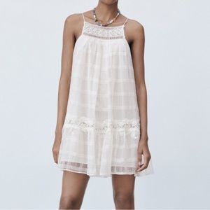 Zara lace detail flowy mini dress